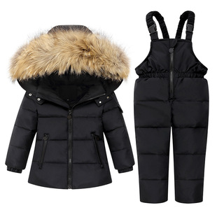 2021 New Children's down Jacket Set Women's 1-4 Years Old Children's Clothing Boys Baby Jackets Girls Baby Ski Wear
