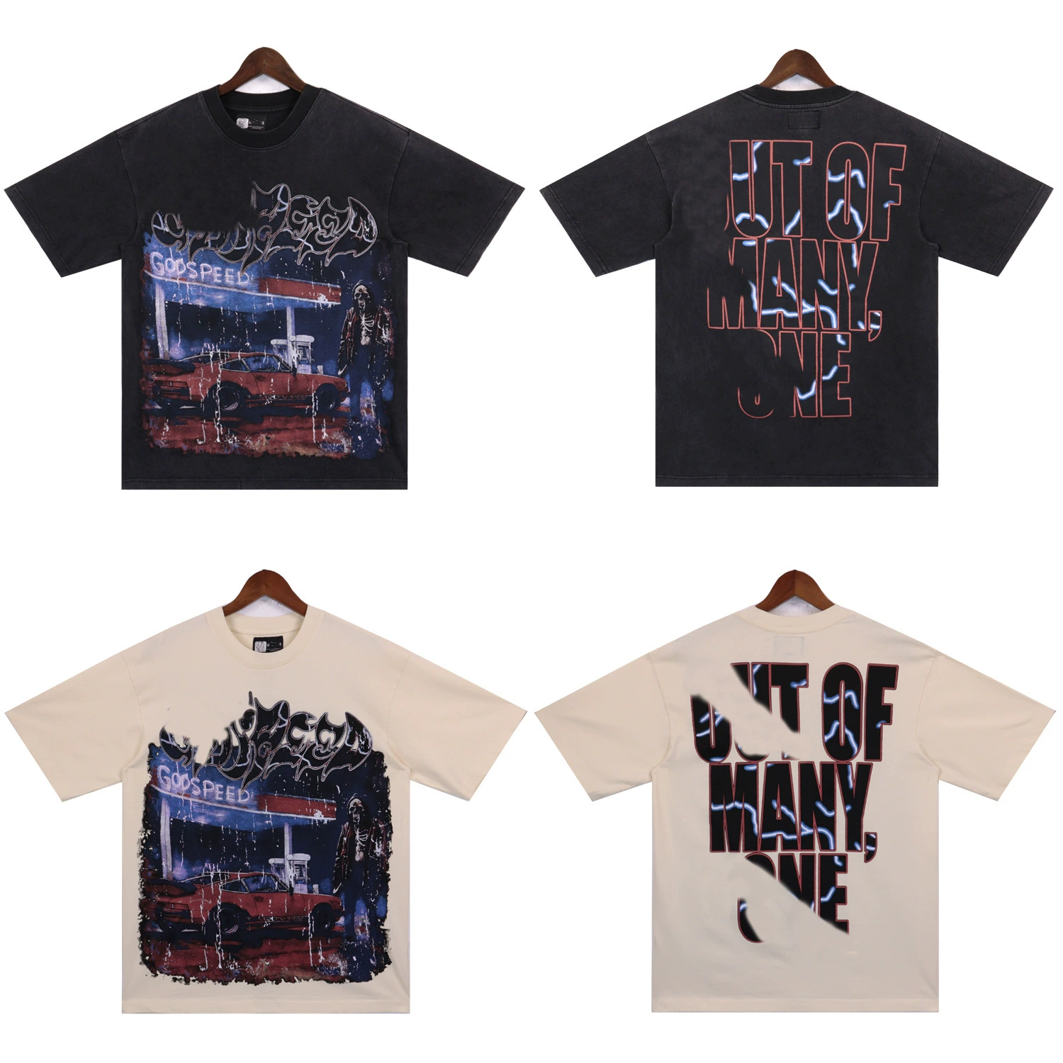 Американская модная футболка для мытья воды GODSPEED алфавит гоночный автомобиль с принтом черепа для мужчин повседневные короткие рукава