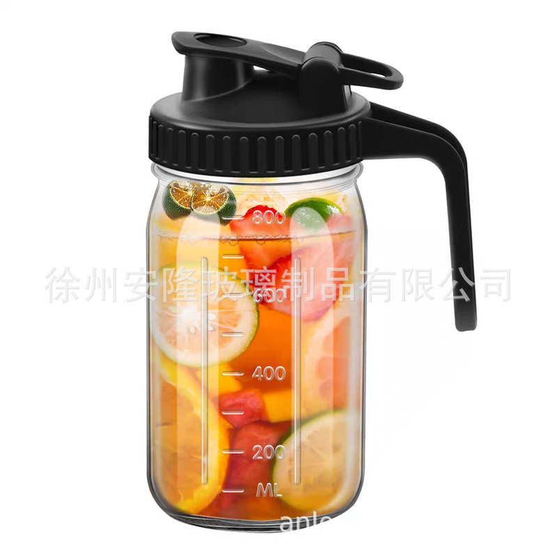 Amazon 32 オンス メイソン ドリンク ガラス ボトル コーヒー 64 オンス スケール付きメイソン ジャー コールド ポット ハンドル カバー カップ|undefined