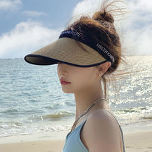 發卡式遮陽帽露頂遮陽帽防曬帽空頂帽沙灘帽女大檐帽防紫外太陽帽
