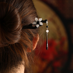 古風漢服檀木髮簪日常簡約盤發木質簪子配古裝丸子頭頭飾旗袍髮飾