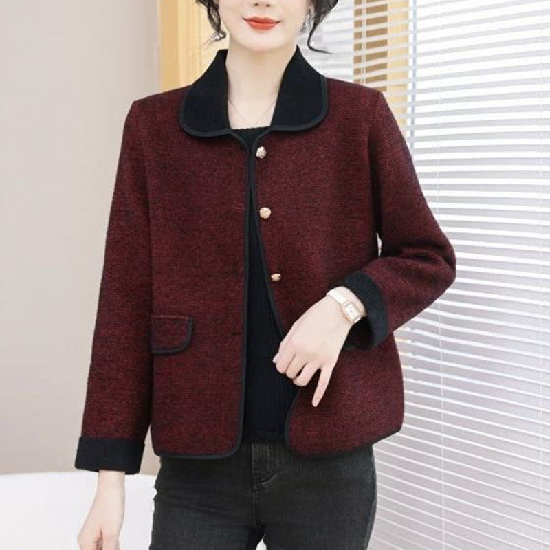 春秋装短款开衫双面呢女装上衣年轻妈妈装小香风针织外套洋气毛衣|undefined