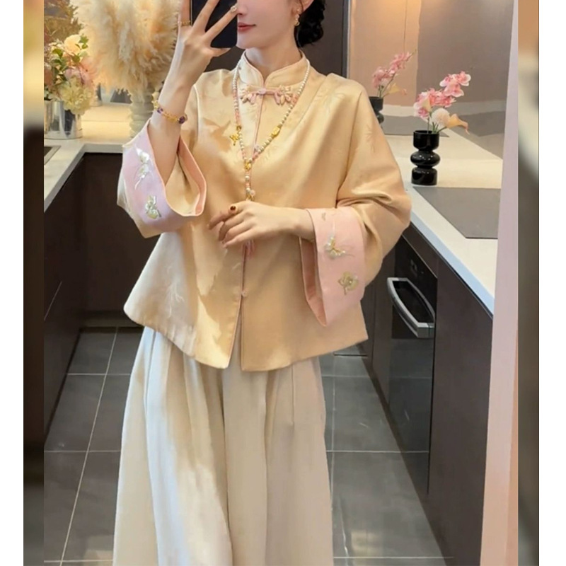 两世欢新中式气质国风缎面提花短外套秋冬新款温婉高级漂亮上衣潮|undefined