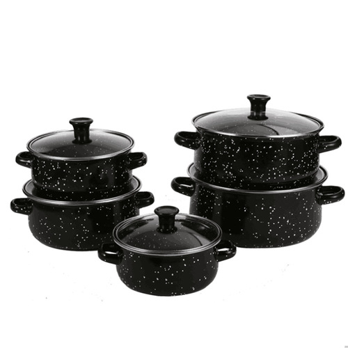 Enamel pitted soup pot five-piece set exported to Southeast Asia flat-bottomed enamel pot stew pot burning pot gas induction cooker available