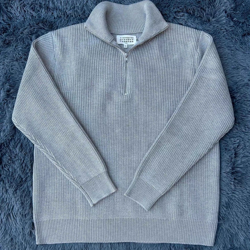 Autumn and Winter Half Turtleneck Zipper Pullover Knitwear Men's Korean Style Trendyy Handsome Versatile Knitwear Top Pure Color Knitwear