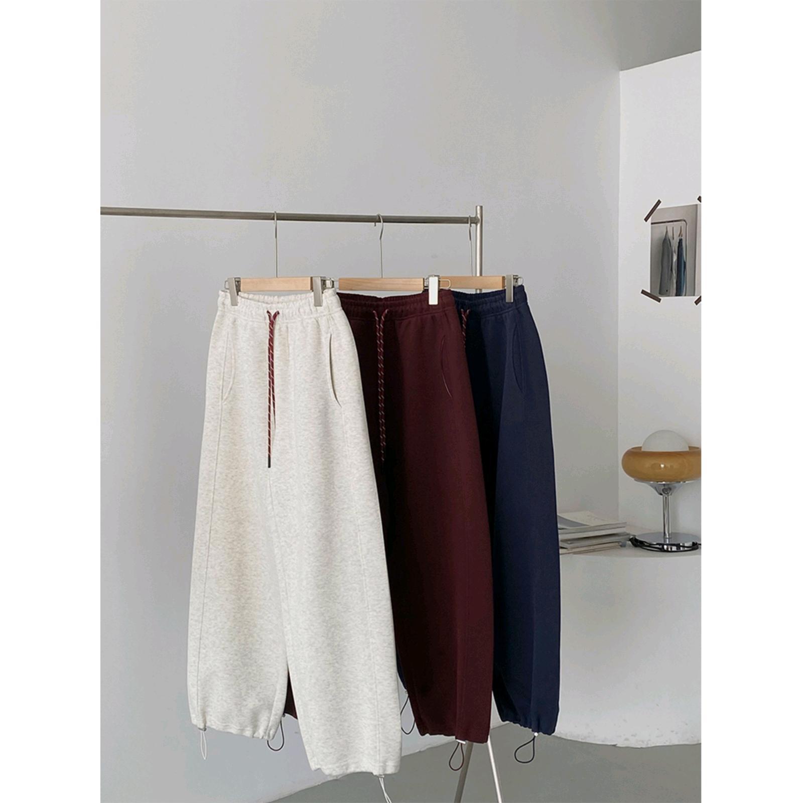 Nanyu Two-Wearing Drawstring Sports Pants Women's European-style Wide-leg Ankle Pants Autumn Loose Casual Slimming Straight Pants