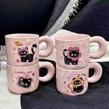 可爱卡通猫咪陶瓷马克杯情侣水杯高颜值礼盒伴手礼生日礼物早餐杯