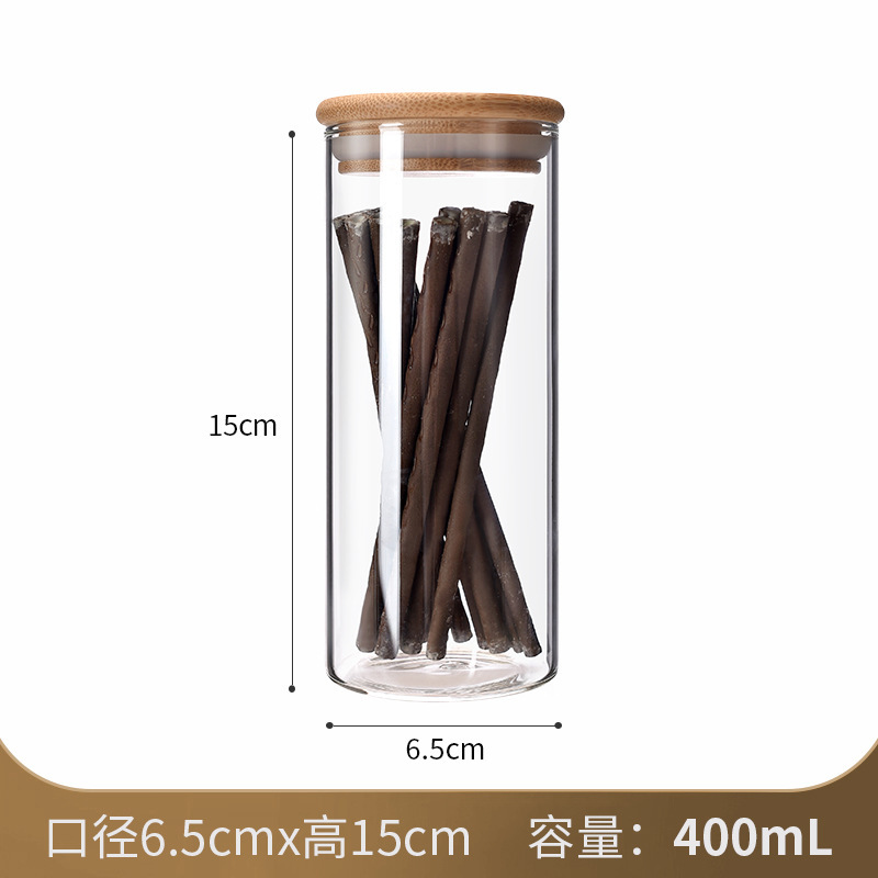 Tanque de almacenamiento de vidrio, tanque sellado recto, tanque de almacenamiento de borosilicato de grado alimenticio transparente, tanque de té de granos de cocina al por mayor