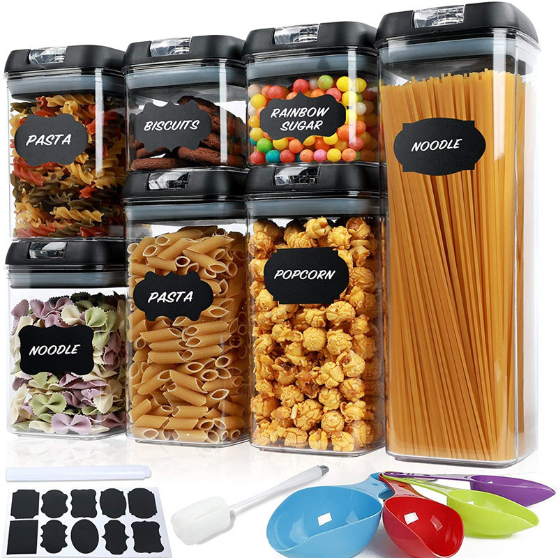 New Kitchen Food Sealed Storage Tank Multi-grain Storage Tank Transparent Plastic Box Grain Moisture-proof Sealed Box Seven-piece Set