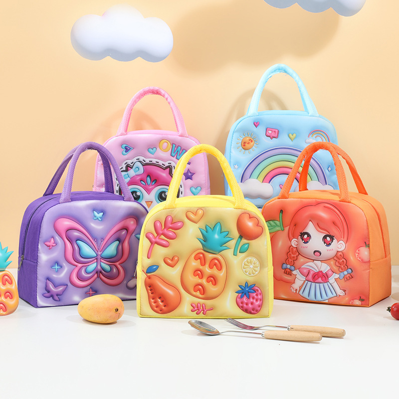 Cartoon Expansion Visual Lunch Box Bag Children's Student's Handbag with Meal Lunch Bag Thermal Insulation Picnic Bag Commuter Lunch Bag