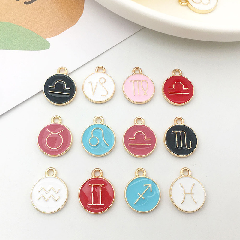A Pack Of 12 Simple Style Constellation Alloy Enamel Jewelry Accessories display picture 2