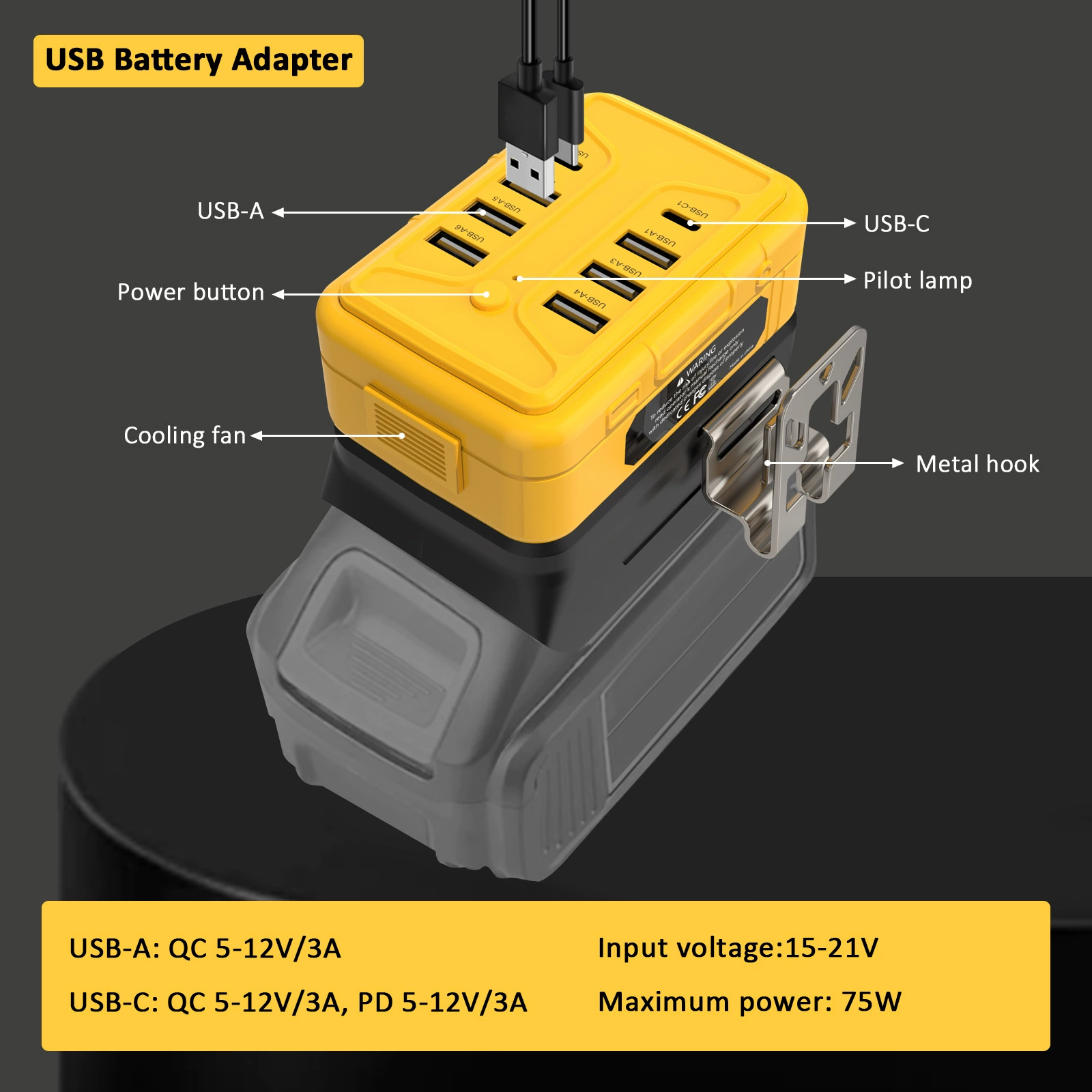 Подходящий зарядник-питатель для батареи инвертора DEWALT Milvoge C-порт быстрой зарядки переносной