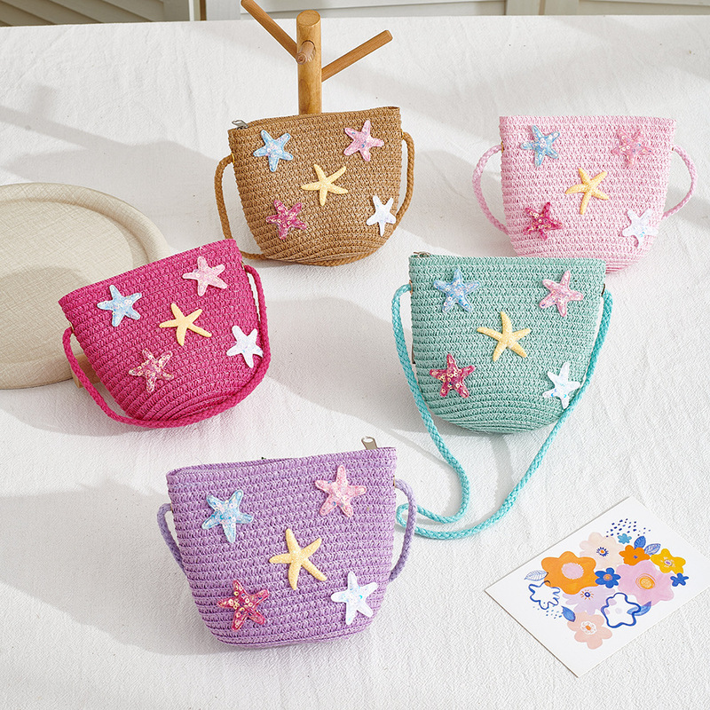 ins summer starfish straw small bag for girls, crossbody coin purse, mini bag, cute little shoulder bag for girls, mobile phone bag ins summer starfish straw small bag for girls, crossbody coin purse, mini bag, cute little shoulder bag for girls, mobile phone bag