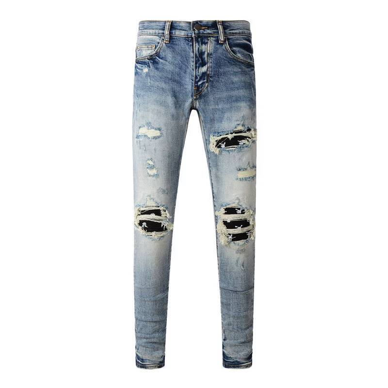 Модные джинсы с заплатками в стиле хип-хоп, европейский стиль, slim fit