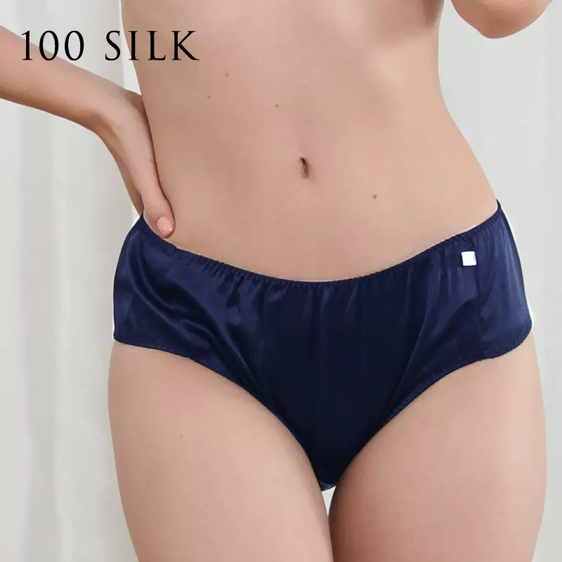 2024跨境夏季新品100%桑蚕丝松紧带三角裤女19姆米真丝内裤女批发