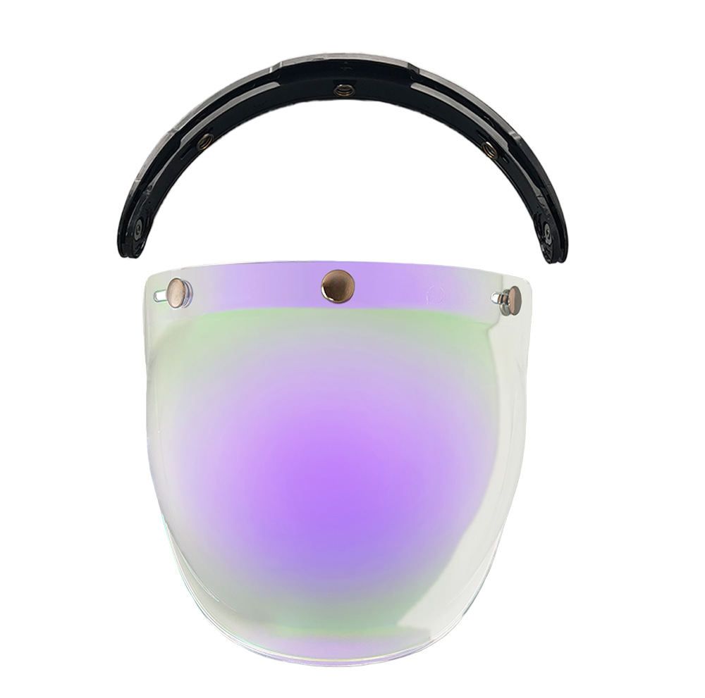 Helmet Bubble Lens Curved Three-Button Electroplating Motorcycle Retro Helmet Mirror Guard Uv Protection Sun Protection