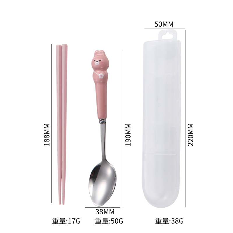 모에 토끼 핑크 [젓가락 팁 스푼 세트]]