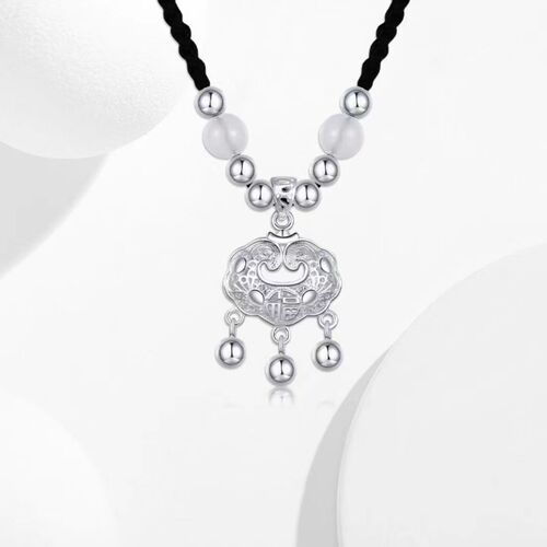  New Peace Lock Necklace Pendant Braided Rope Longevity Lock Light Luxury Sister's Birthday Gift