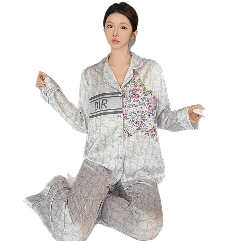 Pijama de Seda de Hielo de Manga Larga y Pantalón Transpirable para Casa image 5