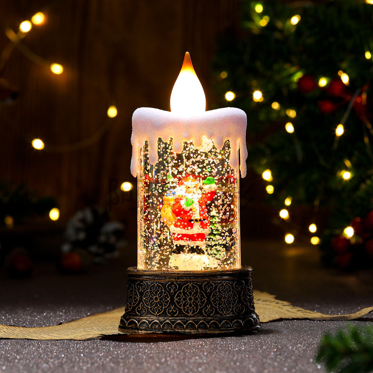 Neues Weihnachts-Wasserfüllungs-Leuchtkerzenlicht-Nachtlicht-Windlicht-Ornament, kleines Weihnachtsgeschenk-Ornament_voghion.com