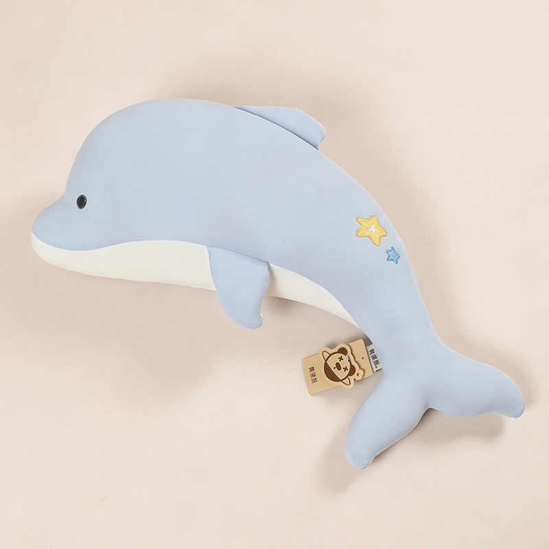 Verano helado delfín almohada de rayas largas marionetas pescado muñecas niños dormir en la cama almohada regalar piernas almohada novia