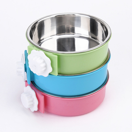 Pet food utensils dog water bowl fixed hanging stainless steel dog bowl cat food bowl wholesale