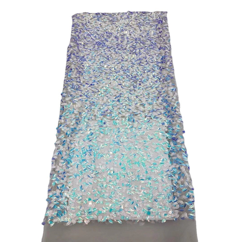 Lentejuelas de alta gama bordado de encaje diamante semilla de melón malla suave ropa de moda vestido de novia tela de tela JX4275