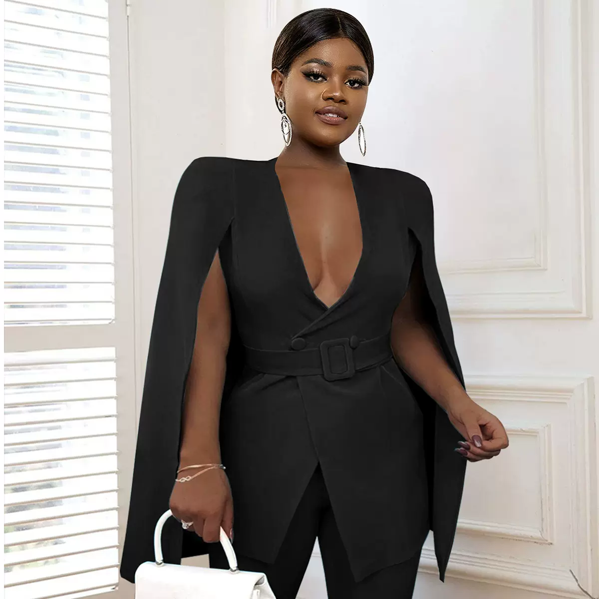 AM030408欧美个性超长袖小西装 胖MM职场通勤女装 Suit coat