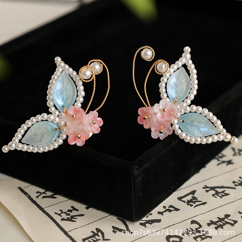 Children's Ancient Style Headdress, Glazed Butterfly Hairpin, Fairy Headdress, Chinese Style Han Dynasty Hairpin, U-Shaped Hairpin Accessories