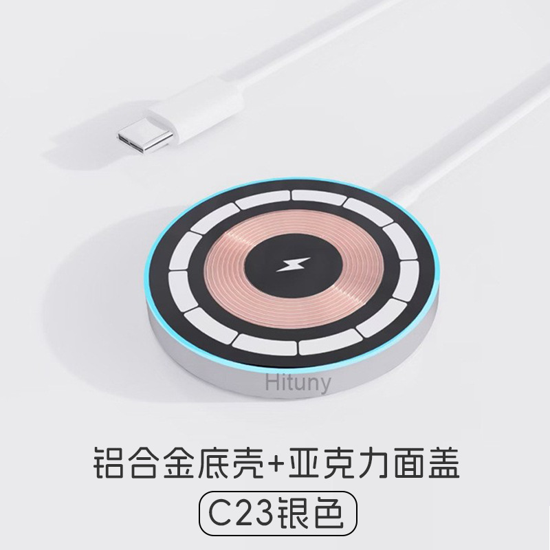 Apple 磁気携帯電話ヘッドセットに適したライト付きクロスボーダーホットモデル 15W 磁気ワイヤレス充電器発光ワイヤレス充電器|undefined