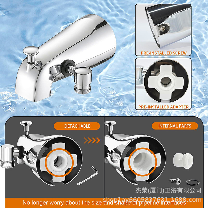 Jierong 浴室用オールメタル浴槽スプリンクラー、シャワーヘッド用クロームメッキシャワーヘッド付き|undefined