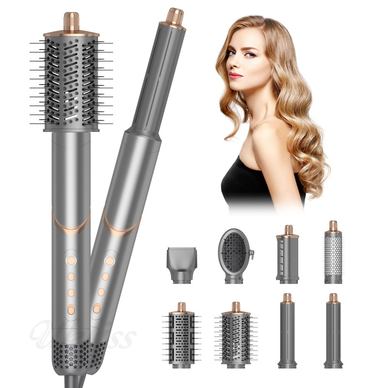 国境を越えた売れ筋の8イン1ヘアアイロン、ストレートヘアコーム、多機能家庭用ポータブル熱風コーム、電動ヘアドライヤー|undefined