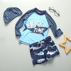 Children's swimsuit boys shark long-sleeved sun protection baby small, medium and large children baby boy beach swimsuit surfing suit