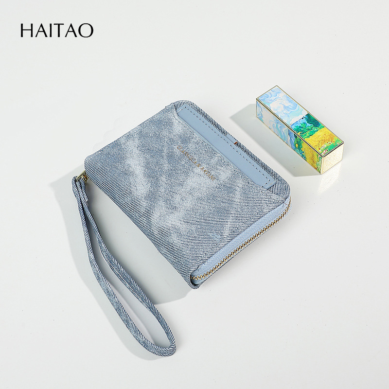 2025 estilo corto de moda color de contraste billetera de mujer estilo corto de alta gama con muñequera tarjetero monedero todo en uno