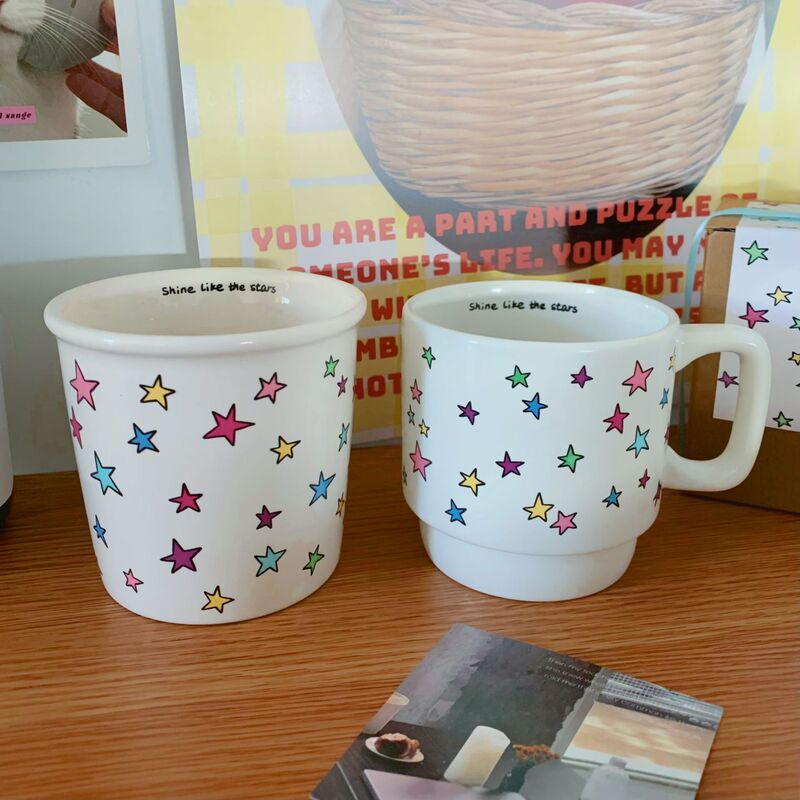 オリジナルカラー星マグカップinsかわいいハンドルカップ陶磁器カップコーヒーカッププレゼントカップ|undefined