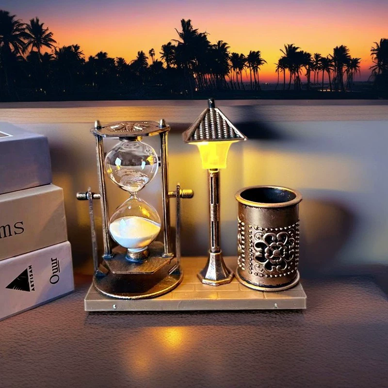 Творческий антикварный стекирующий песок уличный фонарь держатель ручки студенческий подарок белый песочный часы цвет ночной фонарь украшения