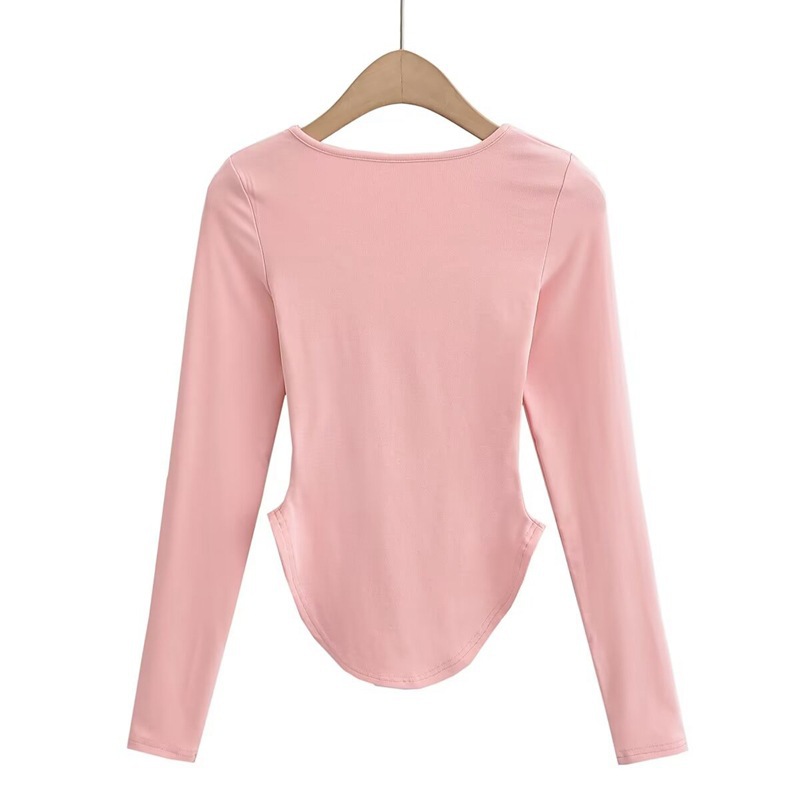 Women's Wrap Crop Top Long Sleeve T-Shirts Streetwear Solid Color display picture 19