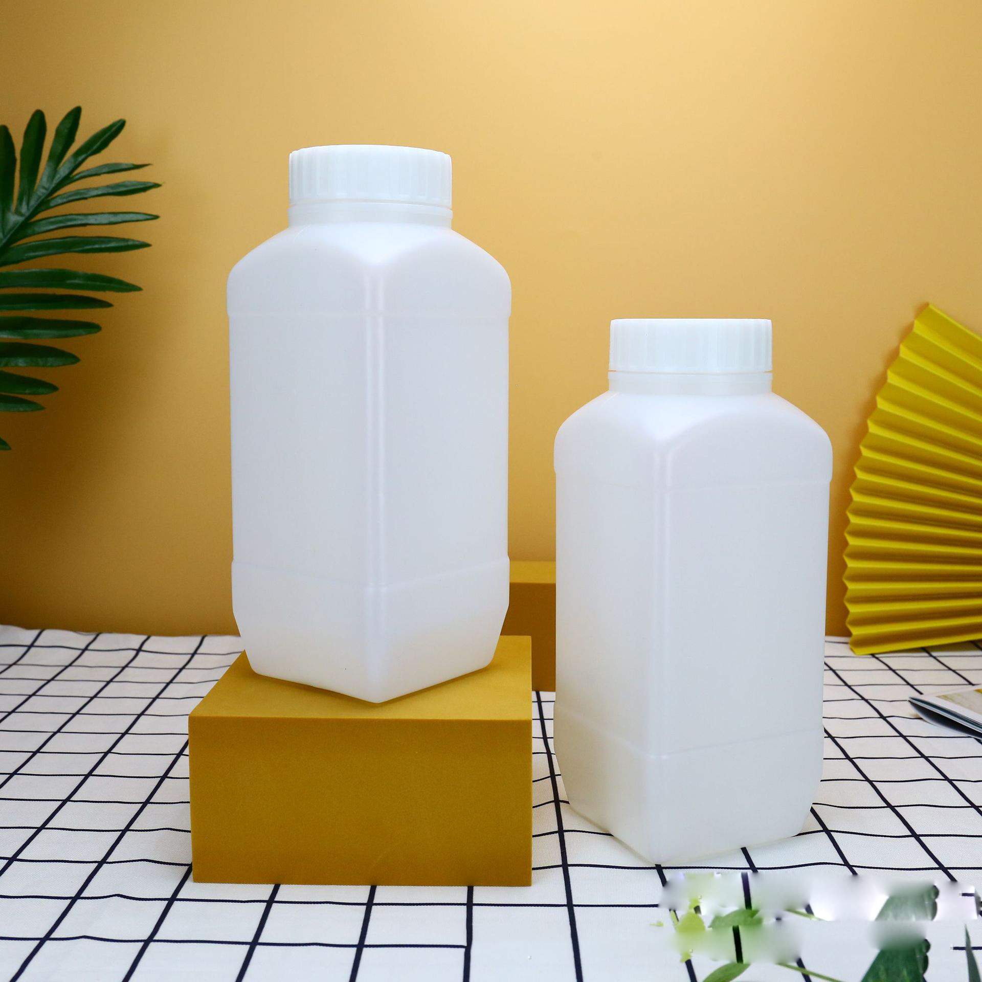 1500ml botella de plástico cuadrada de Boca Grande PE botella redonda de boca ancha botella de reactivo químico botella de líquido sólido botella de muestra de carbón Industria química