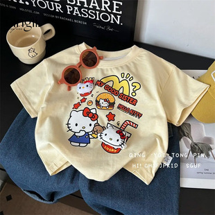 [three-dimensional dolls] children's short sleeve T-shirt summer 2025 new loose Korean short sleeve cartoon T-shirt coat tide