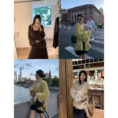 趋梦DT ETOLIE马海毛毛衣慵懒风上衣软糯毛绒绒长袖针织开衫外套