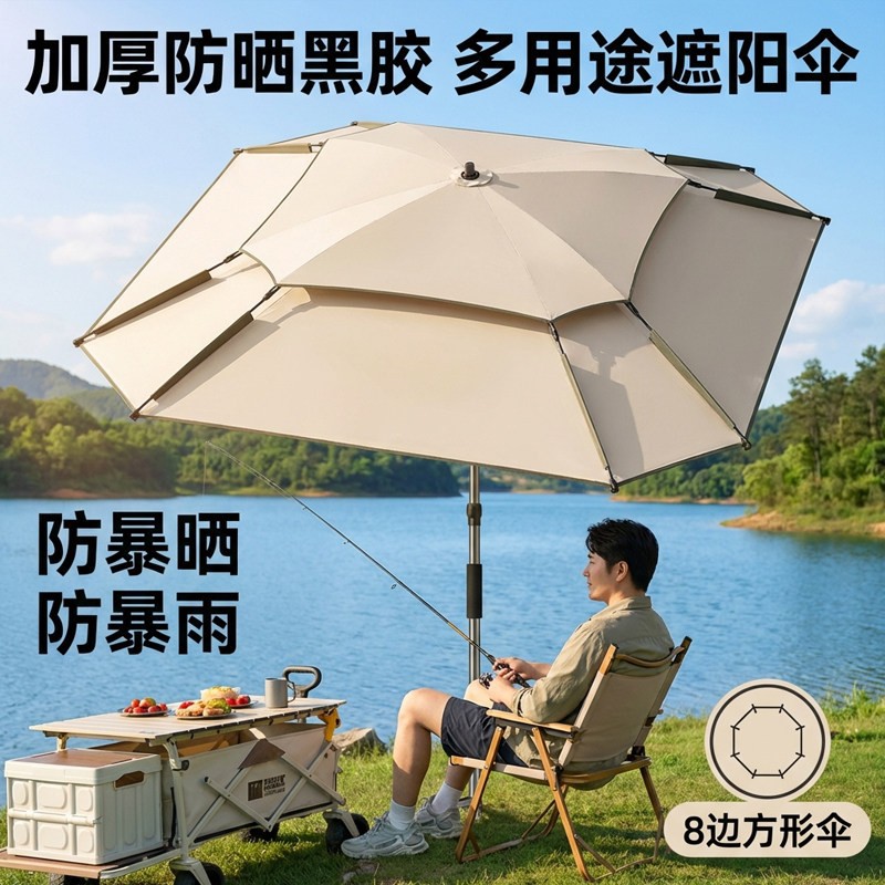 Fishing Umbrella Sunshade 2026 New Model Fishing Umbrella Rain Umbrella for Fishing and Camping, Thickened Fishing Umbrella with Handle, Large Fishing Umbrella