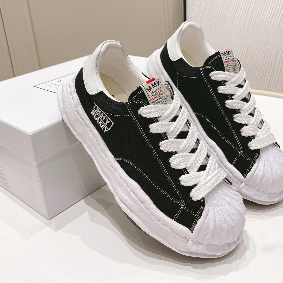 Shell-Toe Mmy Dissolvable Front-Tie Lace-Up Niche Patchwork Unisex Thick-Soled Low-Top Trendy Sneakers
