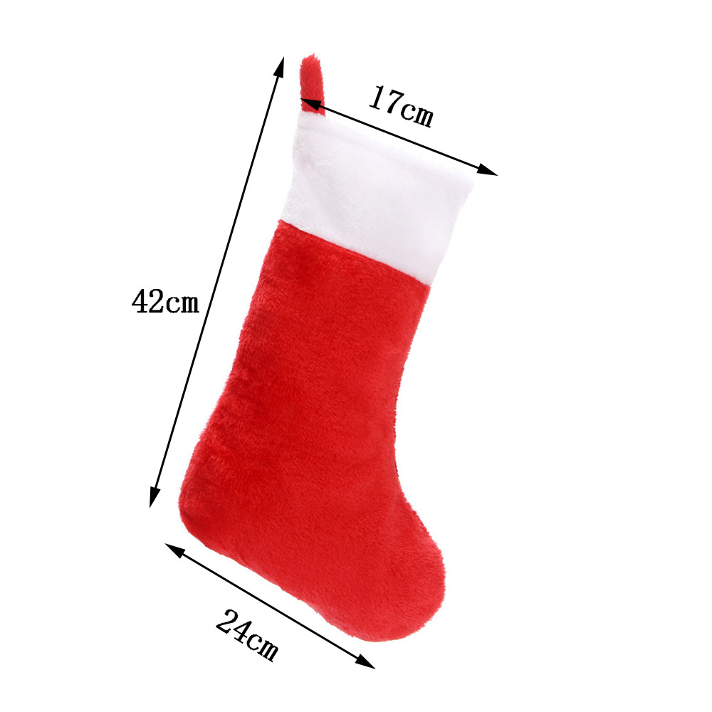Transfronterizos bordes blancos rojos calcetines de peluche cortos de Navidad decoración de Navidad calcetines de regalo de Navidad decoración de fábrica directa