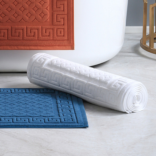 Lanjin New Chinese Style Bathroom Mat, Traditional Chinese Style Retro 100% Cotton Bathroom Mat, Thick Pure Cotton Absorbent Machine Washable