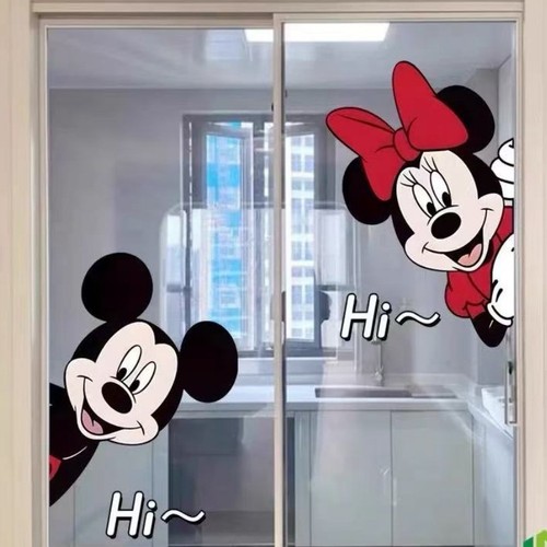 Cat and Mouse Bathroom Glass Door Decal Creative Cartoon Toilet Bathroom Decor Sticker Kitchen Waterproof Film