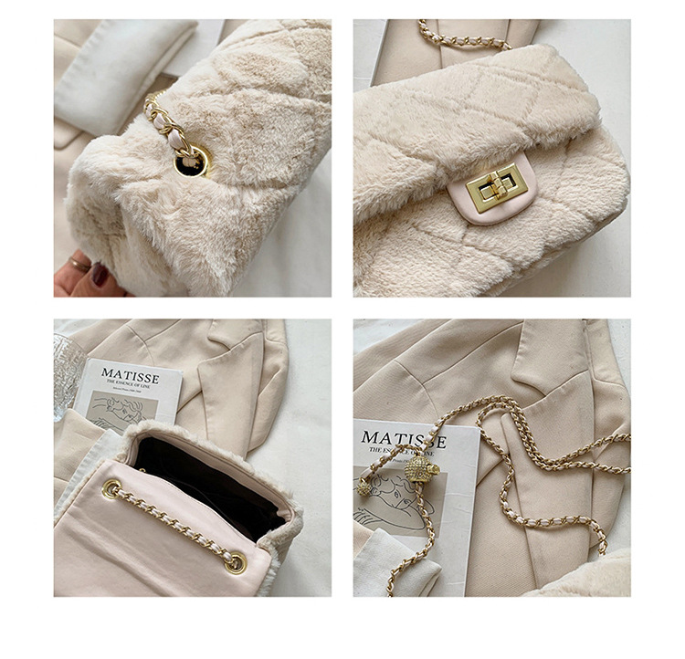dames 2024 nieuwe kettingstijl diamant raster enkele schouder crossbody pluche tas_voghion.com