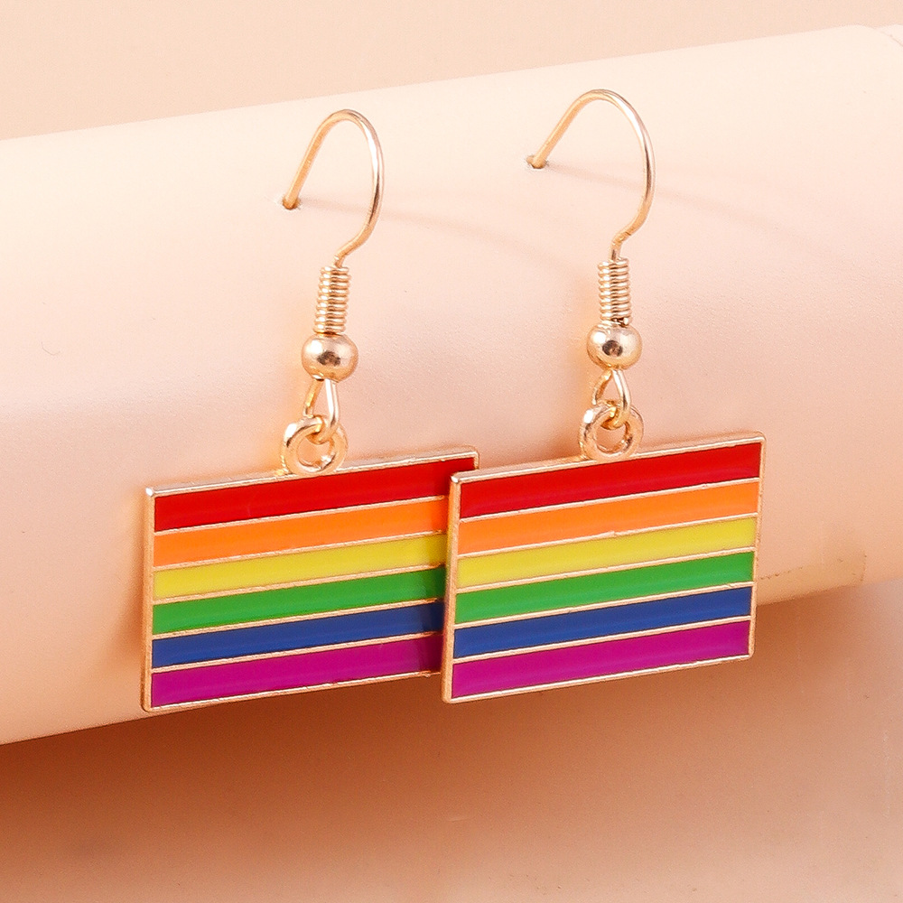 8g Weight Alloy Ear Needle Material Drop Earrings Classification 1 Pair Quantity Outdoor, Daily Occasion Zinc alloy Material Love, Rainbow, Heart Shape Pattern All Seasons Season Women's Gender Polished Finish Elegant, Korean Style Style 1 Pair Elegant Korean Style Love Rainbow Heart Shape Zinc Alloy Drop Earrings 9