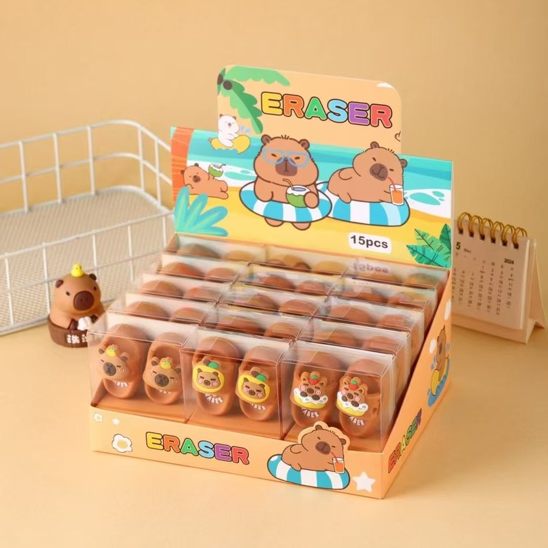 かわいいクリエイティブ漫画ステラバカピバラスリッパ消しゴム幼稚園クリーンクラム消しゴム文具|undefined