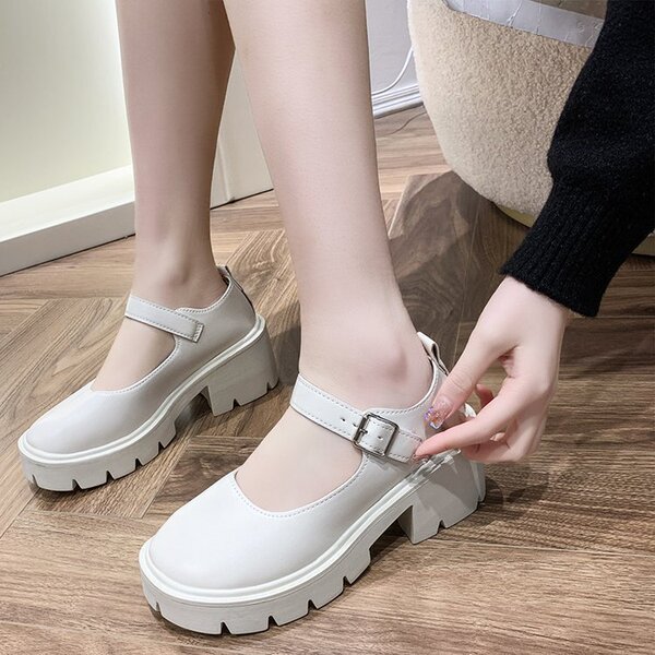 Mary Jane shoes platform English style heels