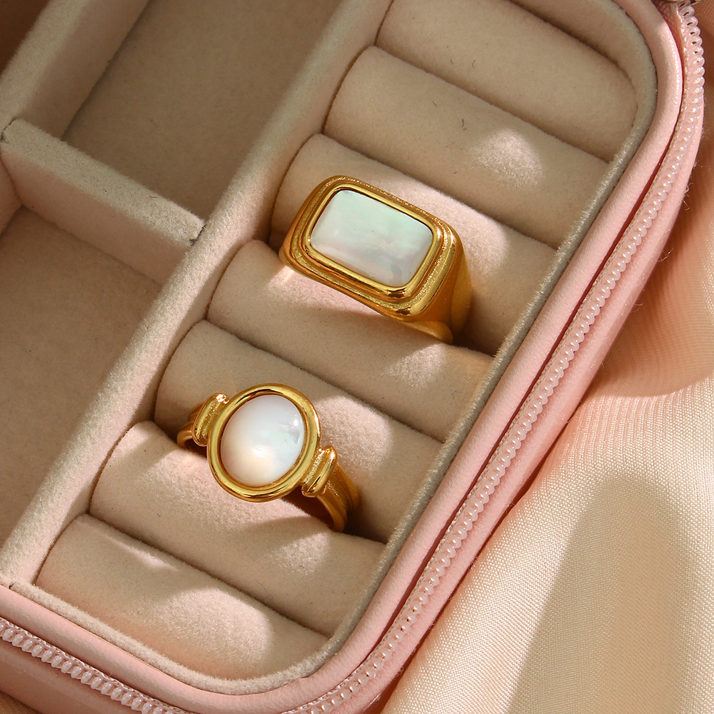 Fashion Round Square Stainless Steel Rings Plating Stainless Steel Rings